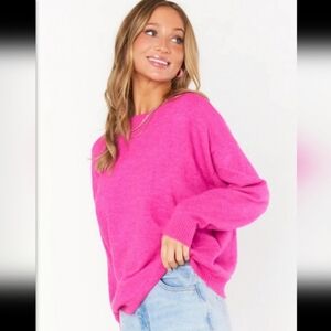 Show Me Your Mumu Feel Good Sweater Size Medium Fuschia/Hot Pink